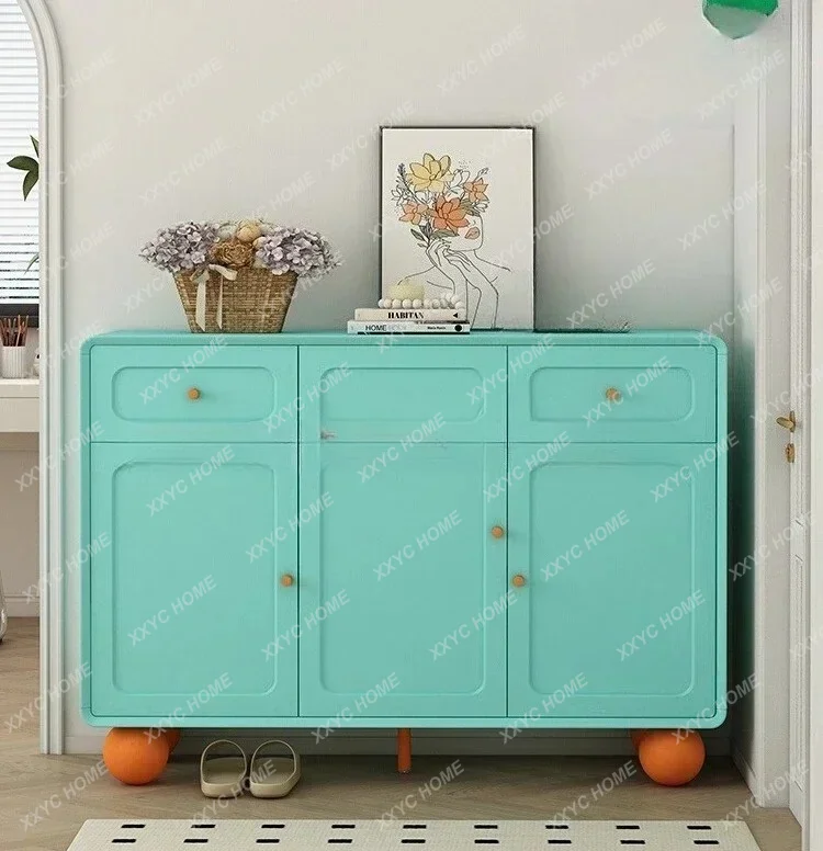Cream Style Shoe Cabinet New Entryway Cabinet Home Doorway Ultra-Narrow Modellx