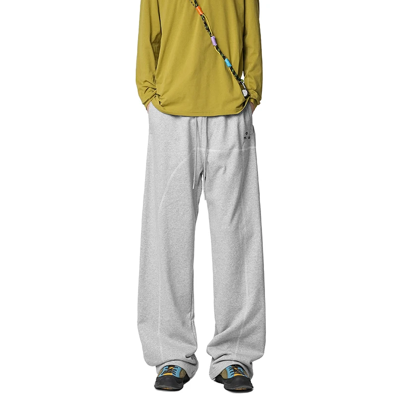 61% قطن، مريح ومسامي، خصر مطاطي فضفاض مناسب من الصوف - بنطال رياضي مبطن |   ملابس الشارع للجنسين 360 جرام