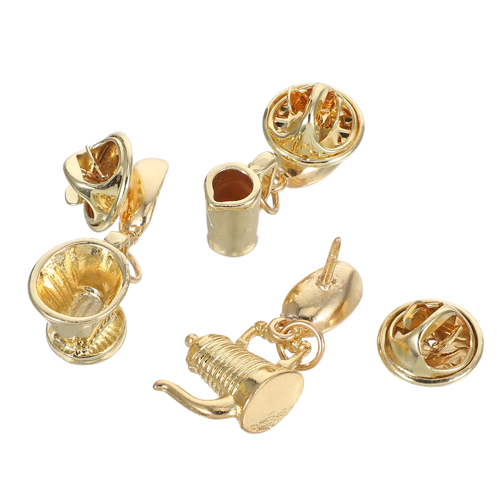 

3pcs Coffee Breastpins: Alloy Coffee Bean Pot Cup Brooch For Women Lapel Pin Badge Dress Accessories Lightweight Durable Metal