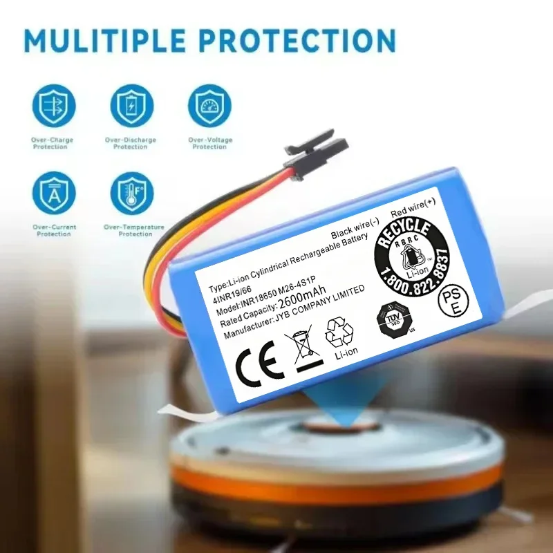 

14.8V 2600mAh Robot Vacuum Cleaner Battery Pack for Qihoo 360 S5 S7 S7Pro T90 X9 Robotic Vacuum Cleaner Replacement Batteries