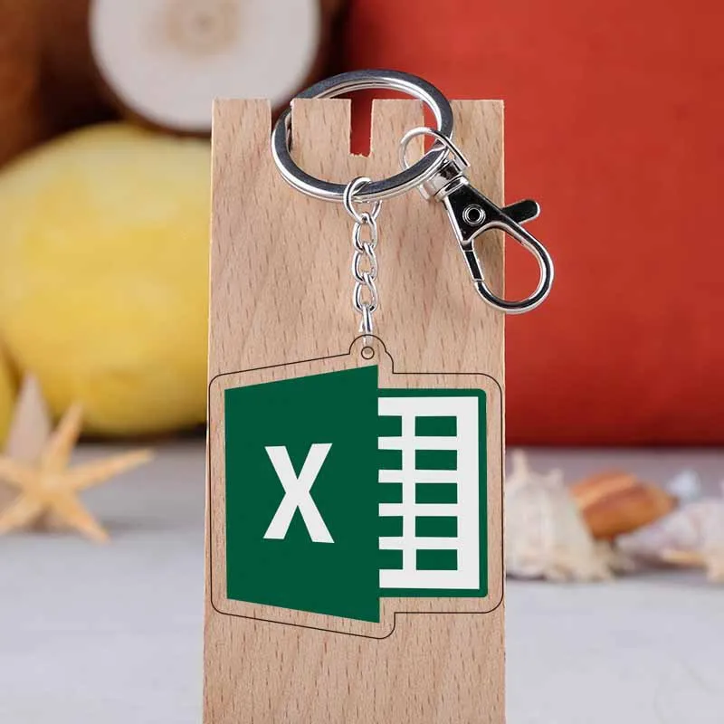 Cute Acrylic Software photoshop keychain AI Excel Word PowerPoint Facebook Whatsapp Twitter Java Bitcoin PDF Adobe Illustrator