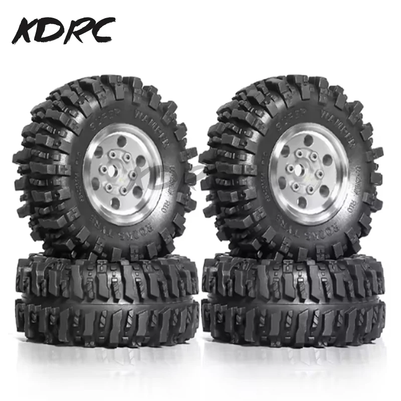

4pcs 55mm 1.0" Metal Beadlock Wheel Tire Set For 1/18 1/24 RC Crawler Car TRX4M SCX24 AX24 FCX24 Upgrade Parts Accessories