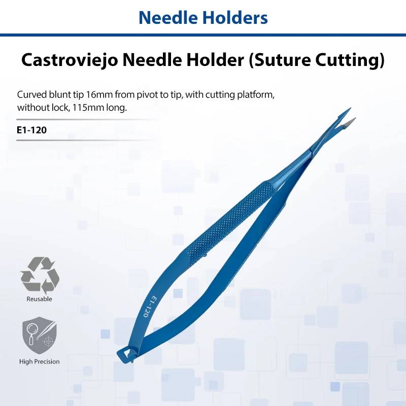 Curved Castroviejo Needle Holder Suture Cutting Function Titanium Alloy Micro Forceps Ophthalmic Dental Suture Instrument