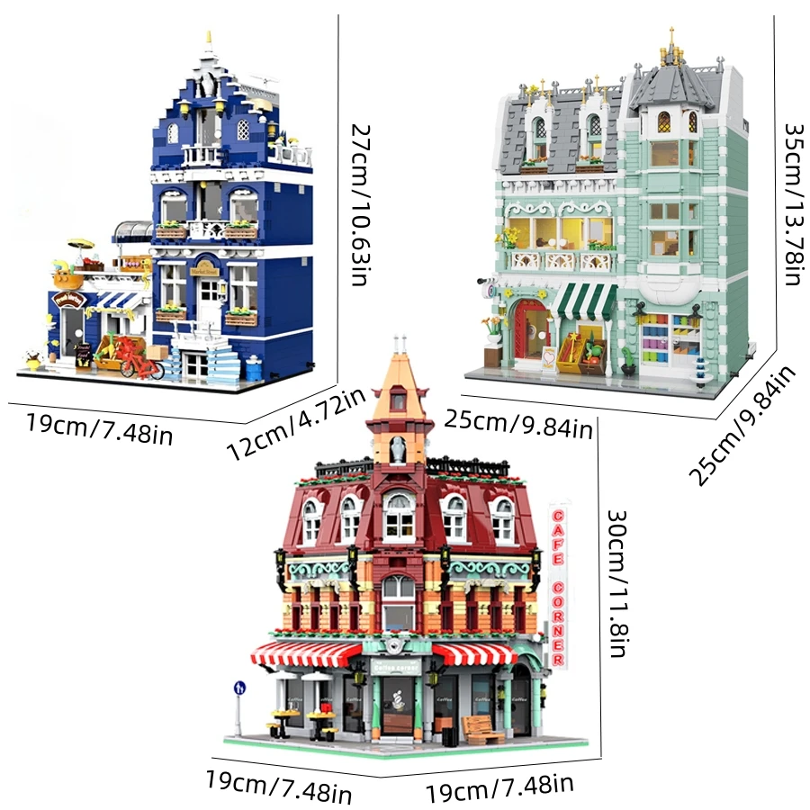 European Street Architecture Modular Building Set MOC Mini Blocks Creative Desktop Model DIY Bricks Kit Holiday Gift
