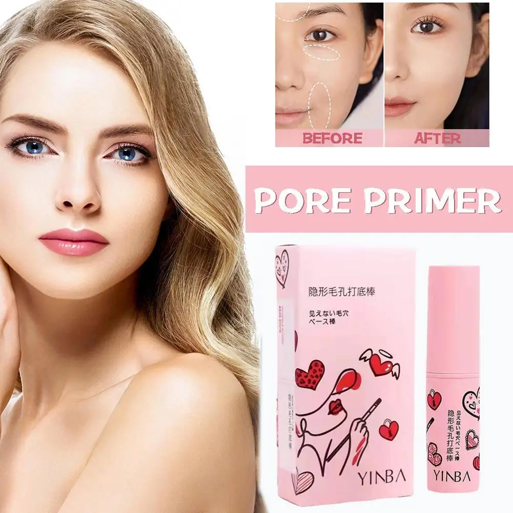 Invisible Pore Primer Stick, maquiagem impermeável, borracha facial, bem suave, controle de óleo, base de isolamento, linhas de primer, P S3g0