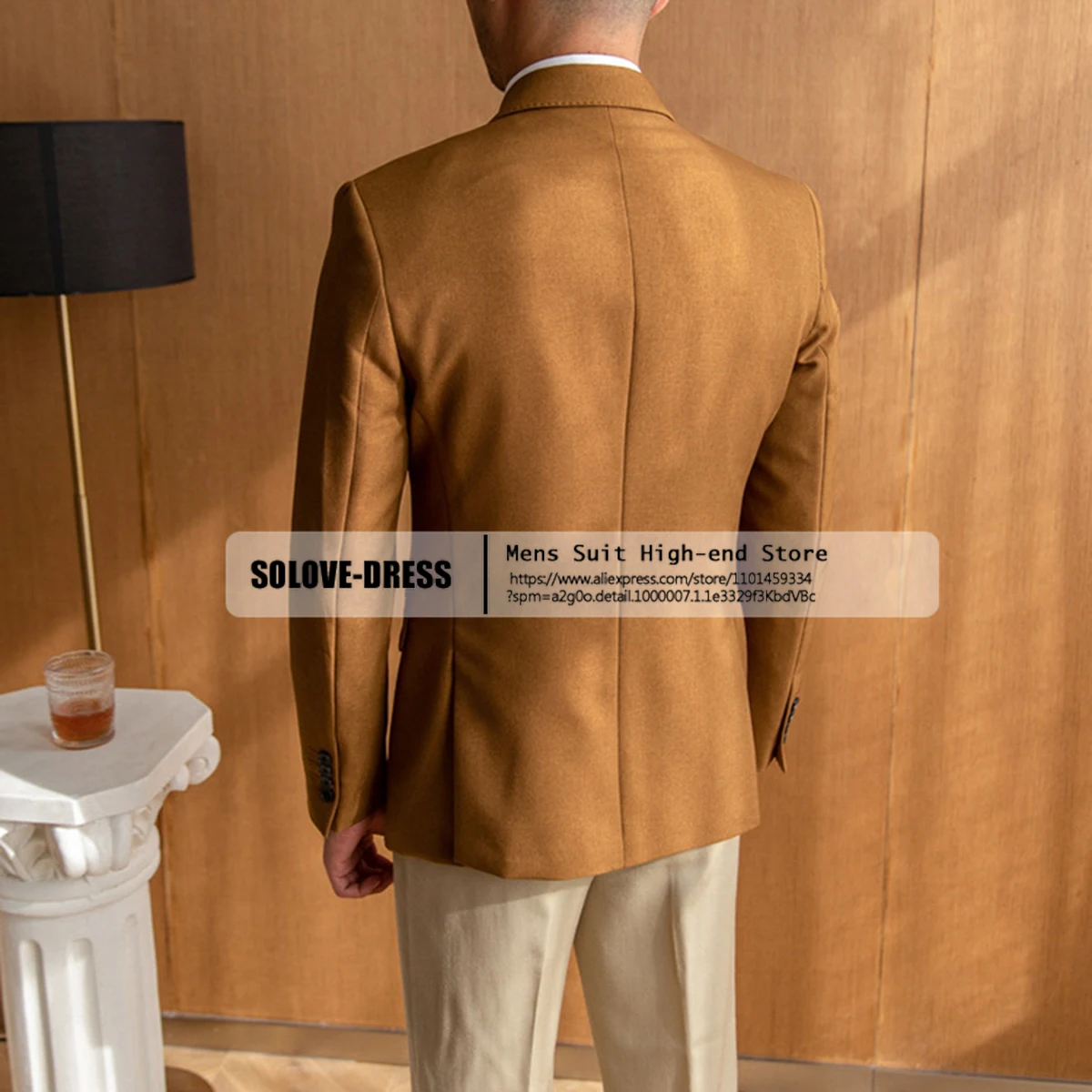 2023 Men's Blazer Tuxedos Leisure Suede Double Breasted Retro Suit Customs Self-cultivation Jackets for Wedding（Only Coat）