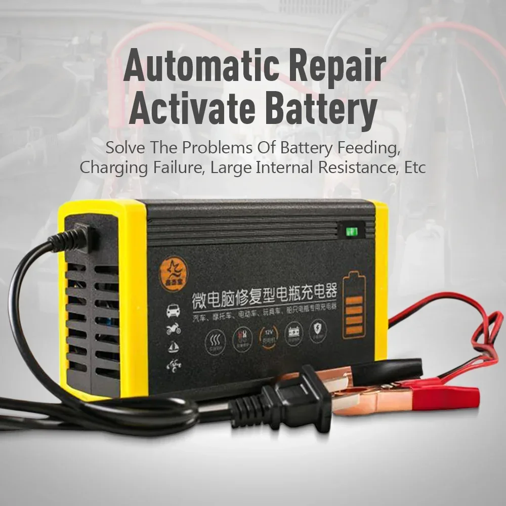 Intelligent Automatic Car Charger 12V Lead Acid Battery Microcomputer Repair Chargers For Automobile Motorcycle Electric Forklif