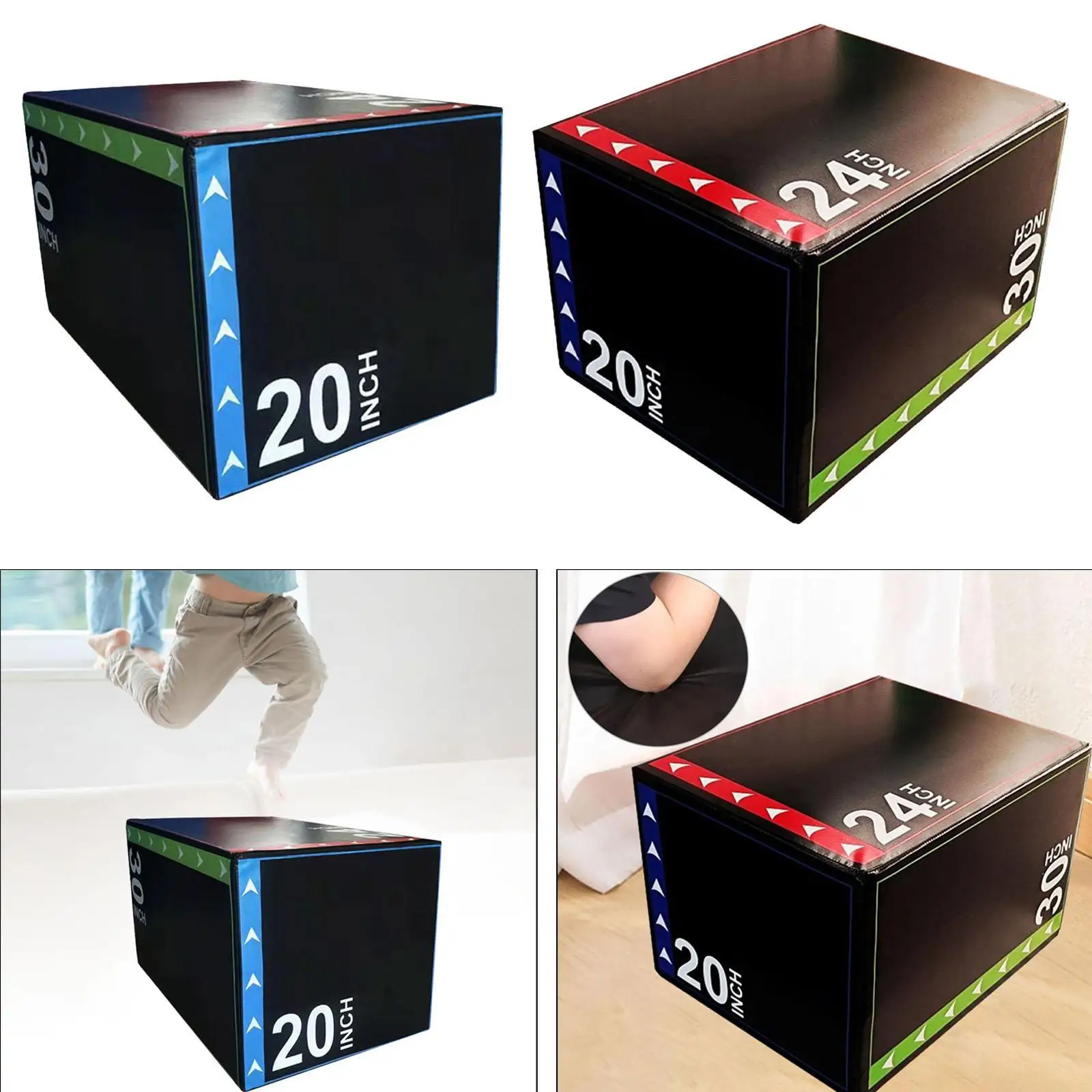 Scatola per saltare Fitness Scatola per saltare plyometrica resistente Plyo Box 3 in 1 per saltare Condizionamento Allenamento per la forza Allenamento Palestra a casa Dips