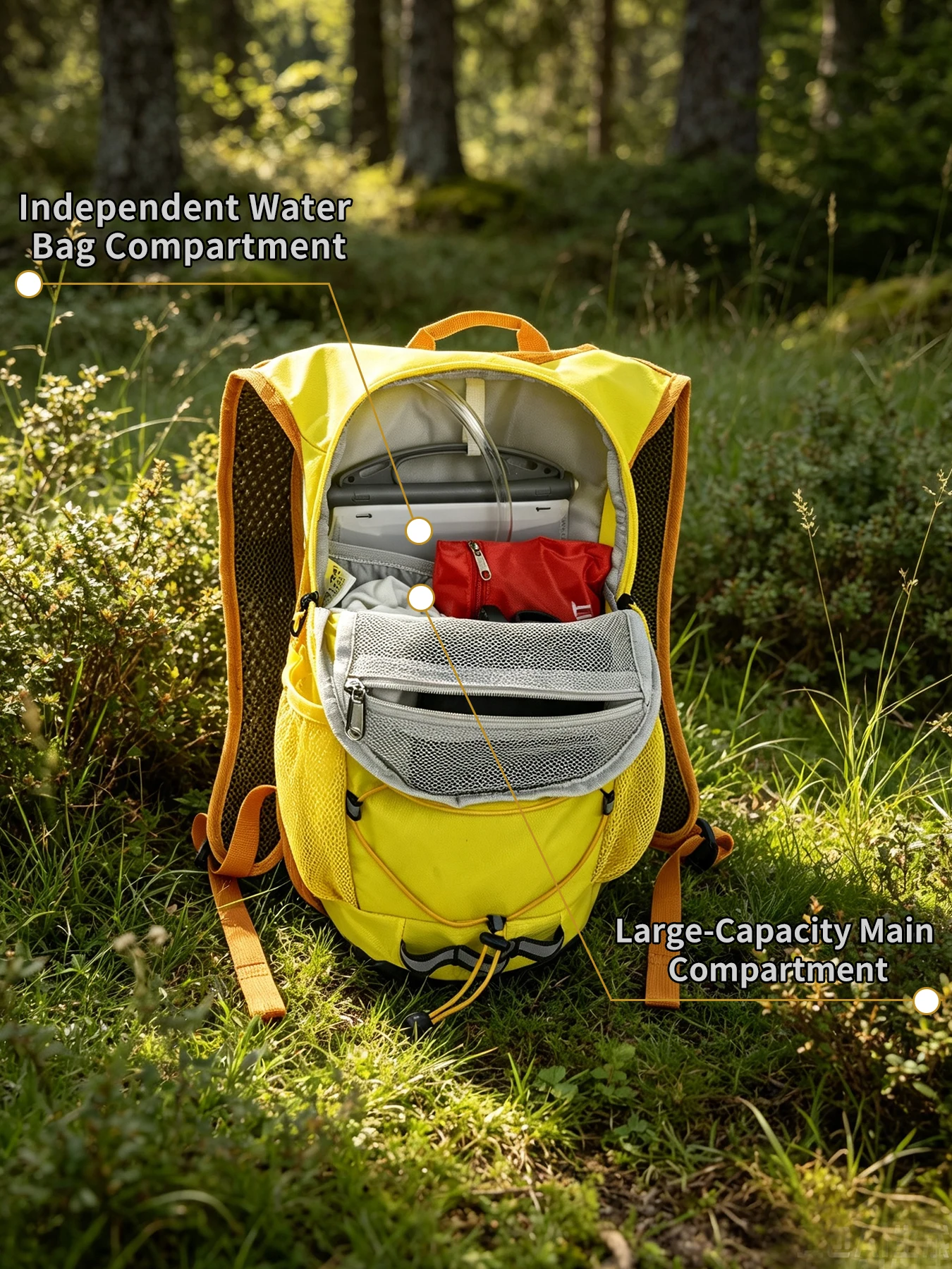 15L leichter Trinkrucksack für Kurzstreckenwanderungen, geeignet für maximal 1,5L Wasserbeutel, wasserabweisendes Gewebe – Detail 7
