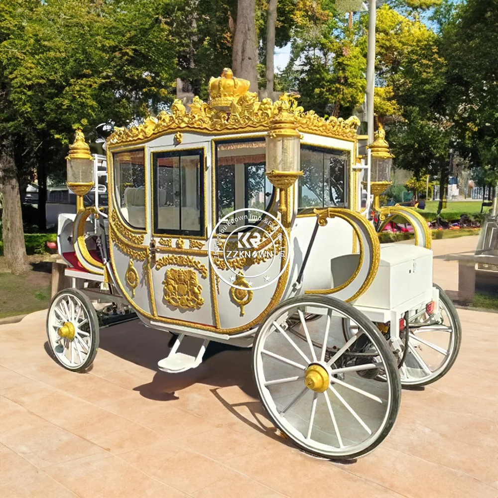 OEM Unique Exhibition European White Wedding Royal Horse Drawn Carriage Outdoor Christmas Royal Horse Carriage Carriage