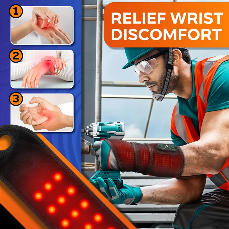 AB43-Cordless Wrist Heating Pad For Arthritis, For Hands, Wrists, Elbows-3-Temperature Settings Typing, Gaming Pain Relief