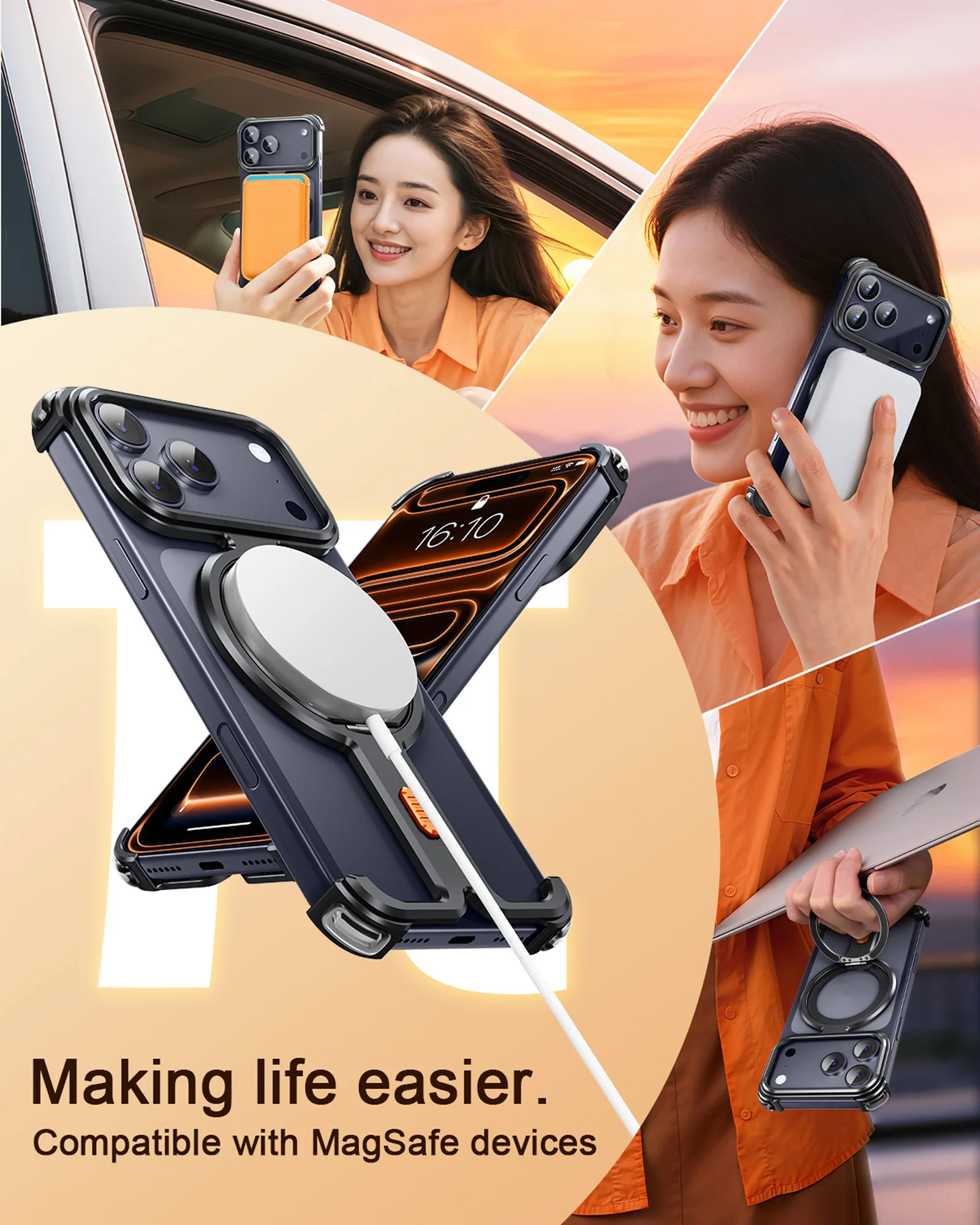 

Магнитный чехол для телефона Oatsbasf Dom Shape для iPhone 17 Pro Max/17 Pro Bazel-Less, защитный чехол для телефона, минималистичный бампер для телефона