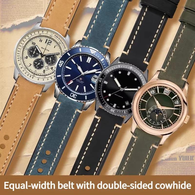 Equal-width watch strap genuine leather men for Original for Citizen FF Blancpain FIFTY FATHOMS Seagull PATEK PHILIPPE 5205 band