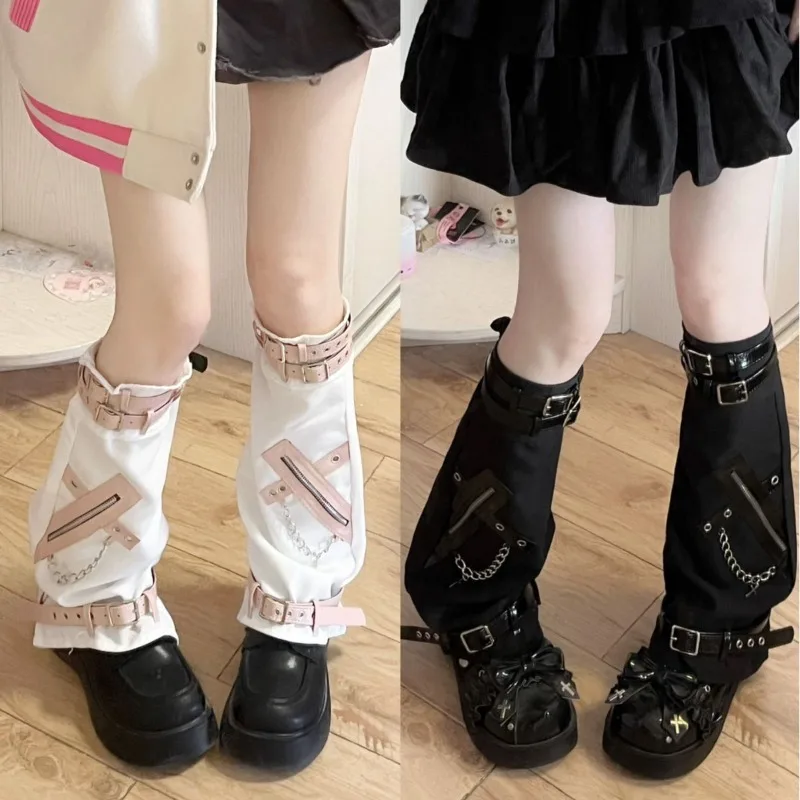 

Gothic Adjustable Leather Buckle Harajuku Cyber Punk Rock Women Leg Warmer Y2k Leg Socks Sleeves Foot Leg Cover Street Boots