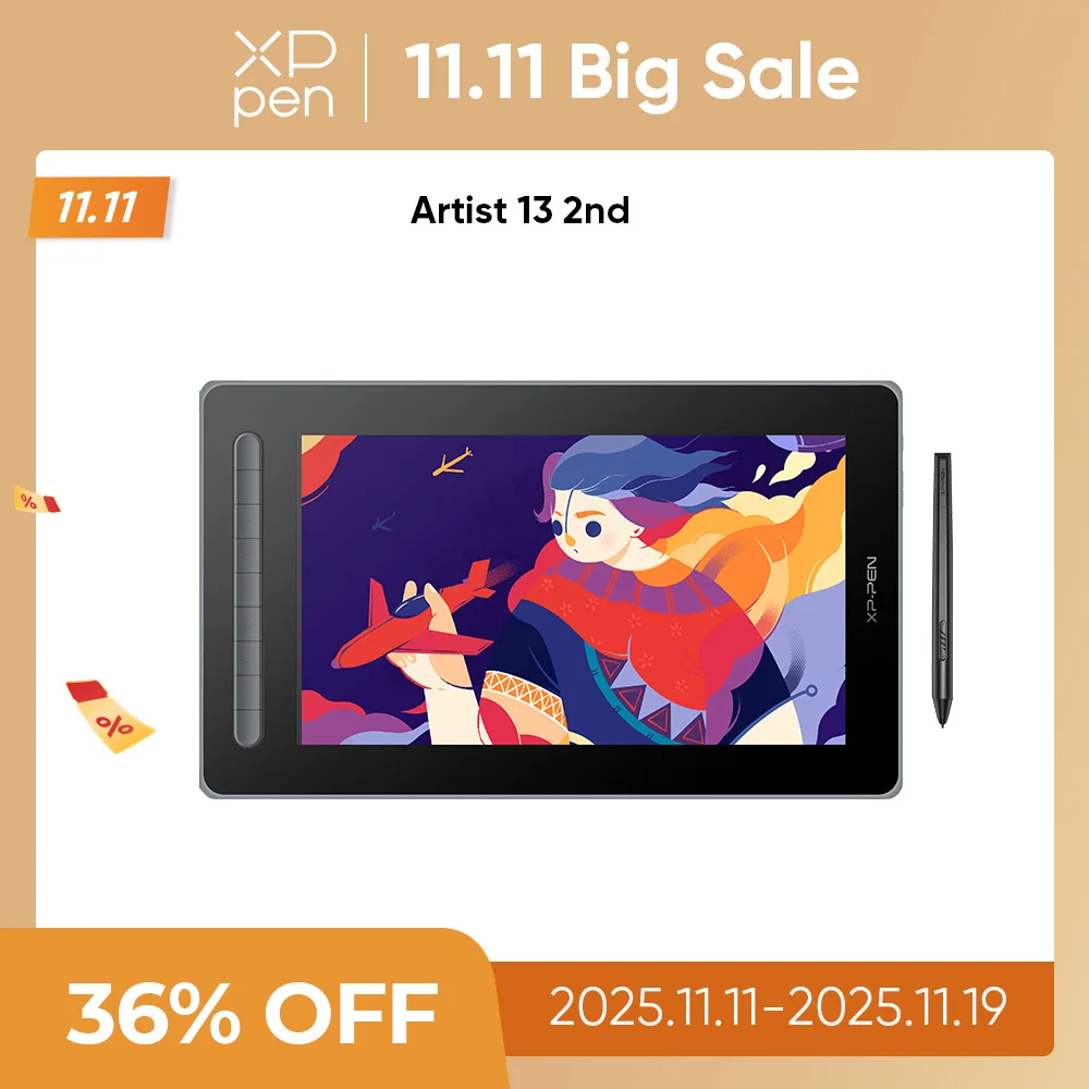

XPPen Artist 13 Графический планшетный монитор 2-го поколения с 130% sRGB 9 клавишами быстрого доступа 13,3-дюймовый дисплей с ручкой Поддержка Android Windows Mac
