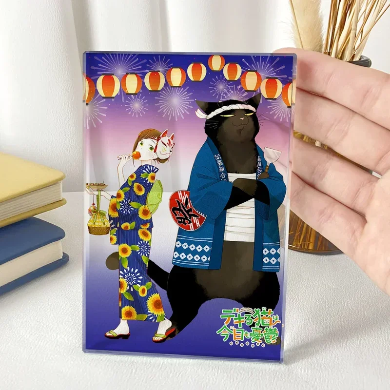 Anime Stand Model Cosplay Desktop Decor The Masterful Cat Is Depressed Again Today Fukuzawa Saku Yukichi Square Crystal Thick image 4
