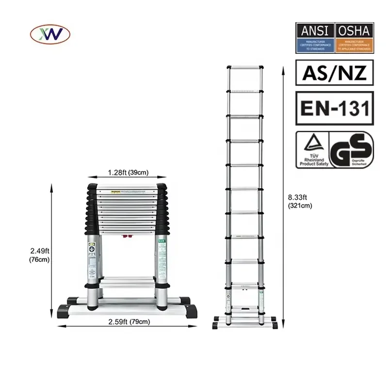 Aluminum Expansion Ladder Extendable Silver Modern Aluminum Folding Ladder