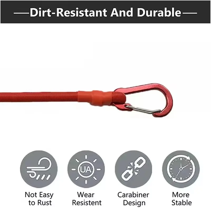 Robustes elastisches Seil, mehrere Größen, langlebig, tragbar, verschleißfest, mit Haken und Schlaufen, für Gepäckbindung, Fahrrad, Outdoor, Reisen, fester Gurt – Detail 4