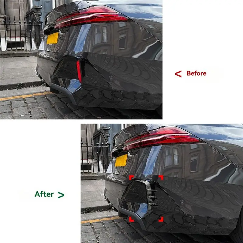 Rear Bumper Spoiler Flank Wind Knife Trim Cover Accessories For BMW 5 Series G60 M Sport 2024 2025 Carbon Fiber