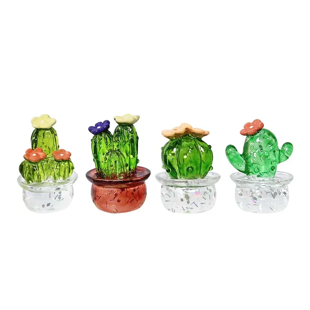 Simulazione creativa Cactus pianta Decor trasparente carnoso auto Computer decorazione ornamenti artigianato decorativo accessori per la casa