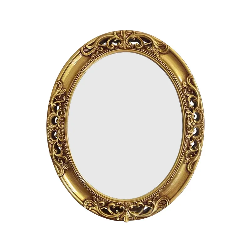 Oval hollow bathroom mirror household wall hanging porch decorative mirror toilet wall hanging mirror