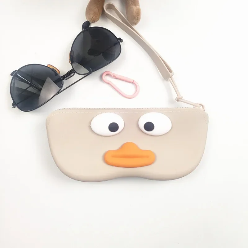 Portable Waterproof Drop-Resistant Silicone Glasses Case Easy to Store Equipped with Hanging Handle Suitable Travel Women Gift A