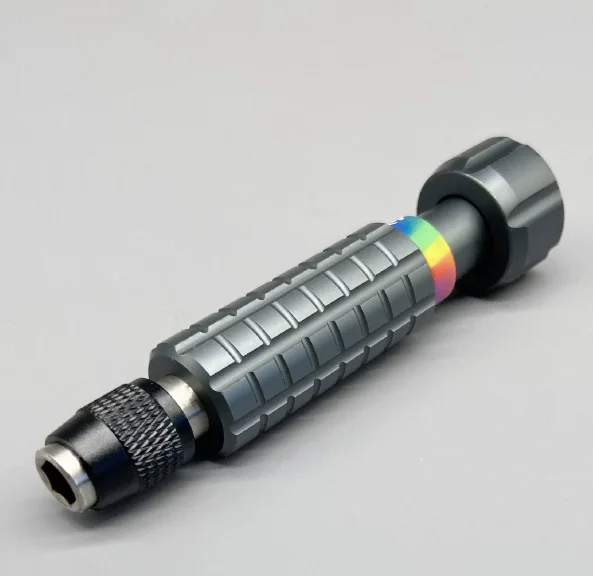 Multi-purpose 6.35mm screwdriver handle all-aluminum alloy metal handle rotating rear cap bearing 1/4inch bit