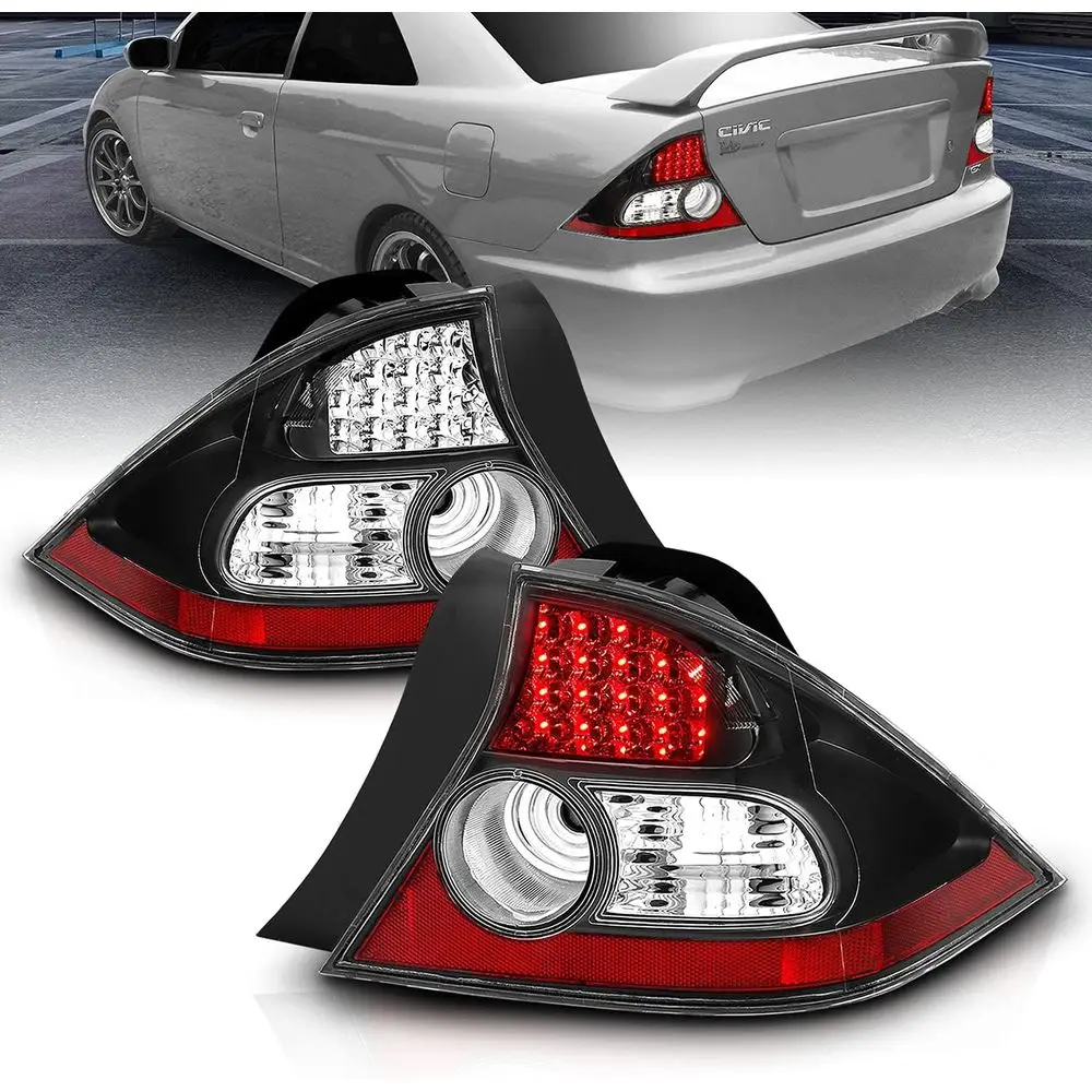 

2 Door L.E.D Taillights Black for Honda Civic - Passenger and Driver Side
