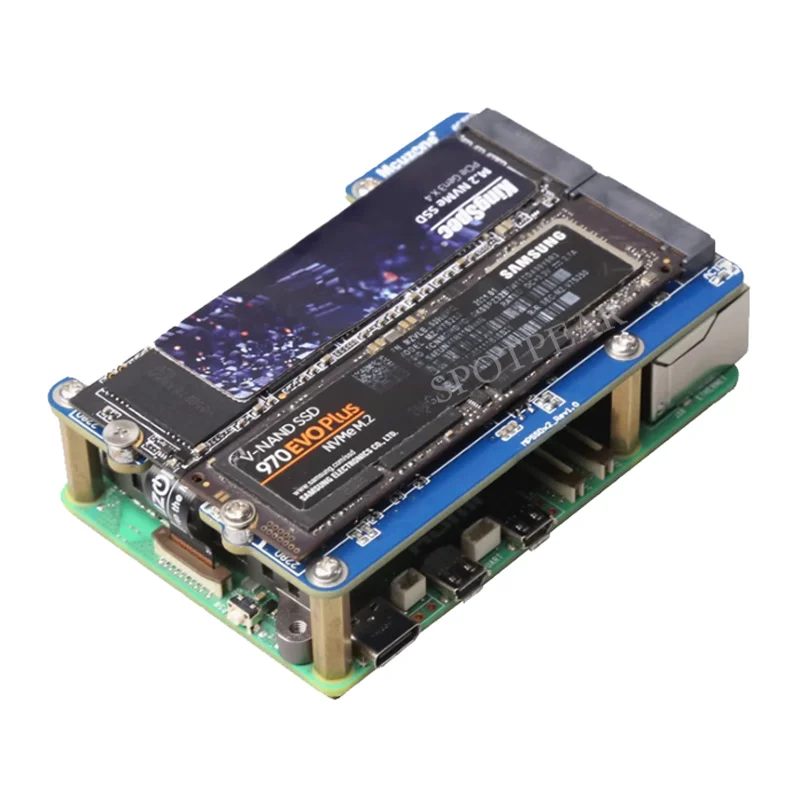 MPS2280D Raspberry Pi5 PCIe to M.2 NVMe Dual SSD Adapter Board HAT Pi5 Double 2280 (Support BOOT from NVME SSD