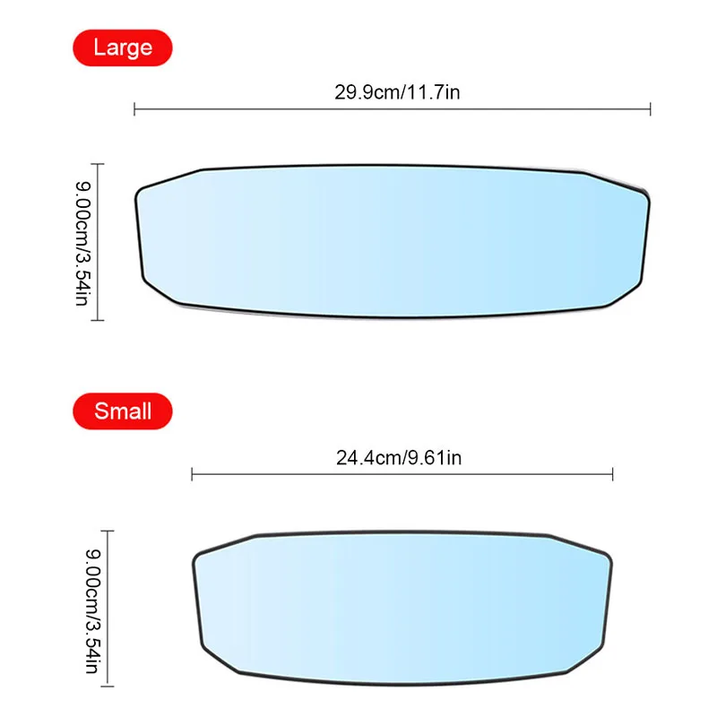 SEAMETAL Large Rear View Mirror for Car 30cm Wide Angle Vision Snap-On Rearview Mirror Anti-Glare HD Glass Interior Baby Mirror