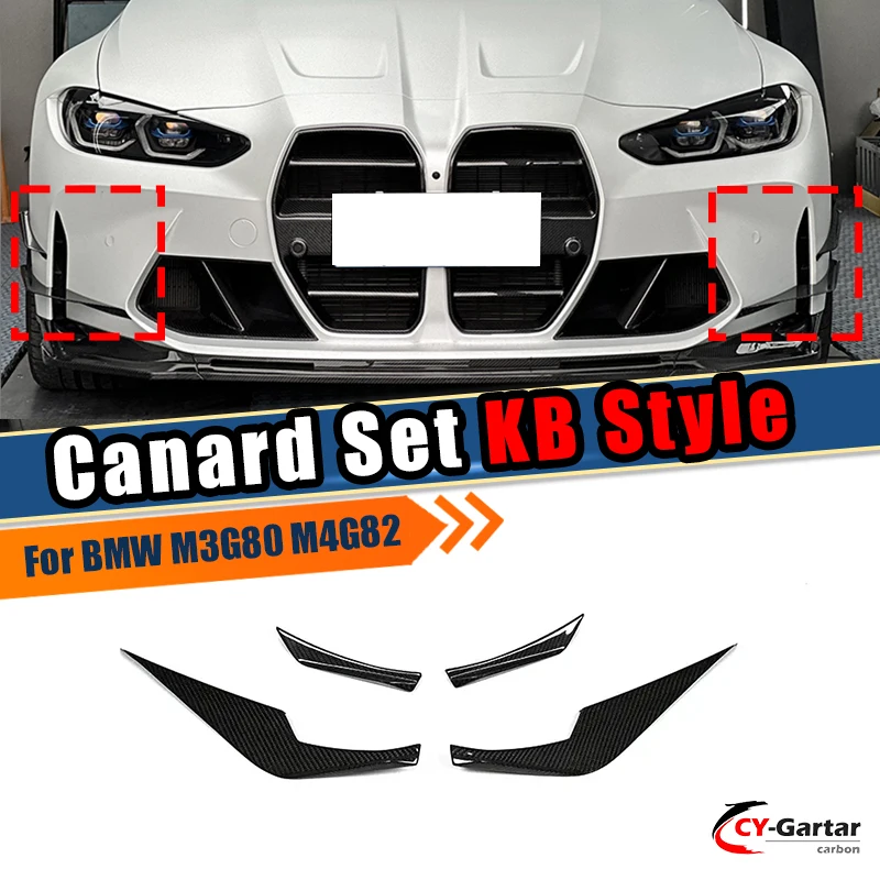 

Dry Carbon Fiber KB Style Front Bumper Diffuser Splitter Canards Side Fin Flaps For BMW M3 M4 G80 G82 G83 2021+ Car Styling Part