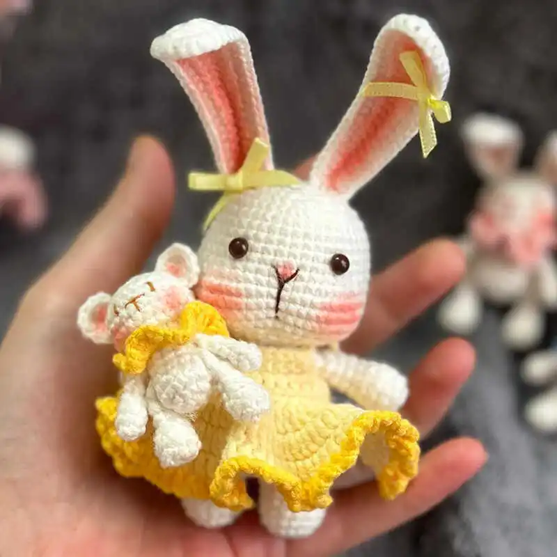 Милая кукла-кролик Hanrted, набор материалов для самостоятельного изготовления, игла для вязания крючком, шерстяной шар, подарок для подруги, лучший друг, аксессуары Faion
