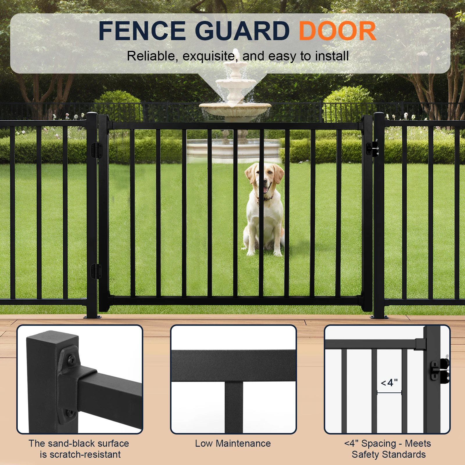 

Cuttable Porch Gate Kit with Latch & Auto-Closing Hinge Courtyard Isolation Gates Lightweight for Stairs & Doorways