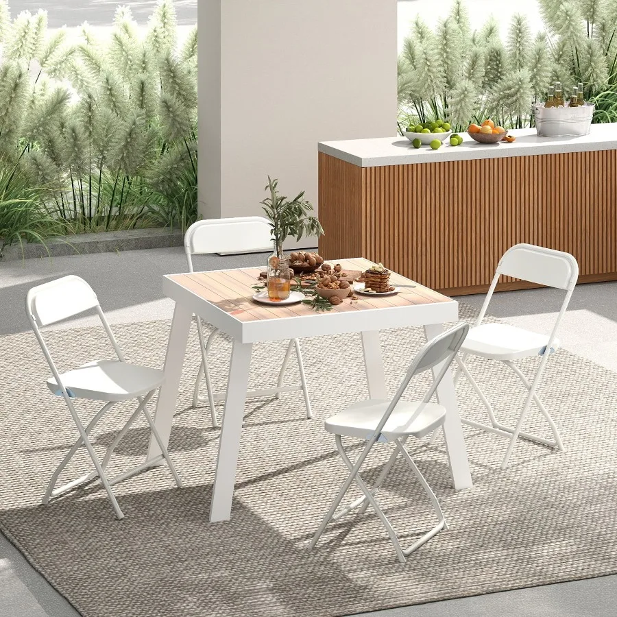 

4P Folding Chair Indoor Outdoor Portable, Stackable for Picnics and Restaurants, Teens and Adult, White