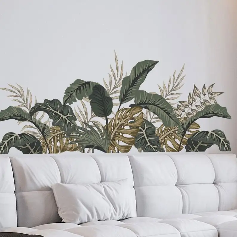 Southeast Asian Green Leaves Wall Decals ,Plant wall sticker，Bedroom Dormitory Headboard Living Room Bedroom Sofa Background Wal