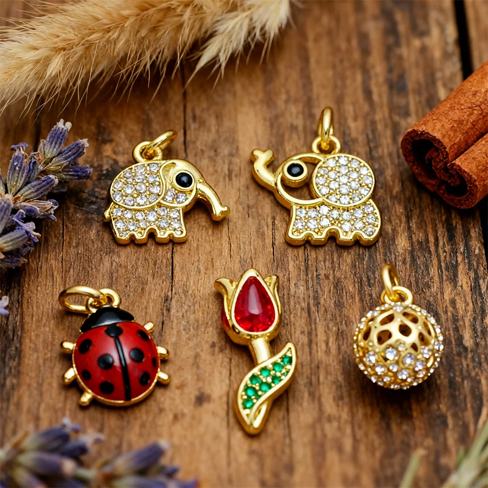 

3 шт. сверкающие подвески латунь цирконий животное цветочный шар подвески для DIY ювелирные изделия ожерелье изготовление браслетов мужские женские аксессуары