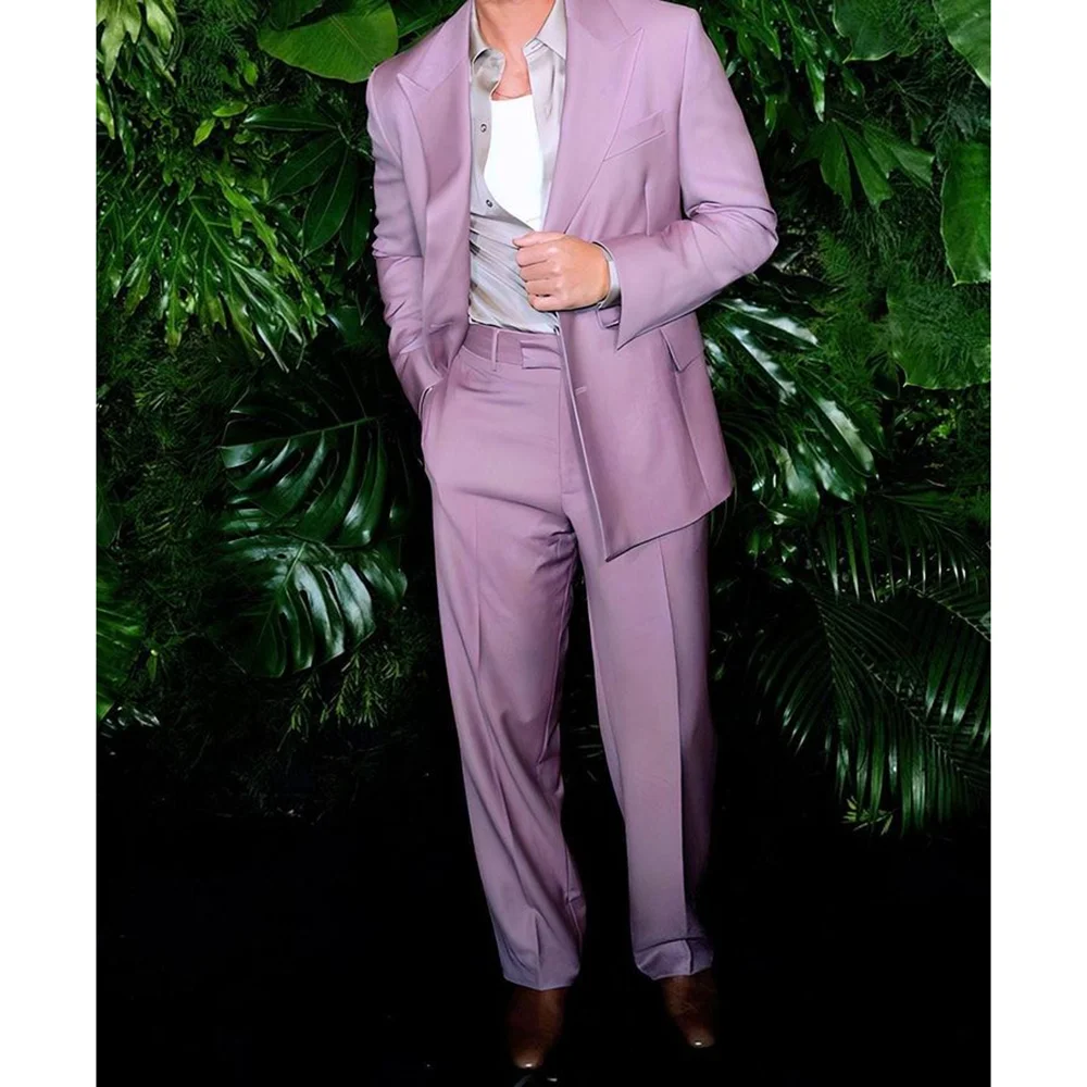 

Satin Single Breasted Peaked Lapel Men Suits Wedding Casual Formal Party Fashion Man Sets 2 Pieces (Jacket+Pants) Customized