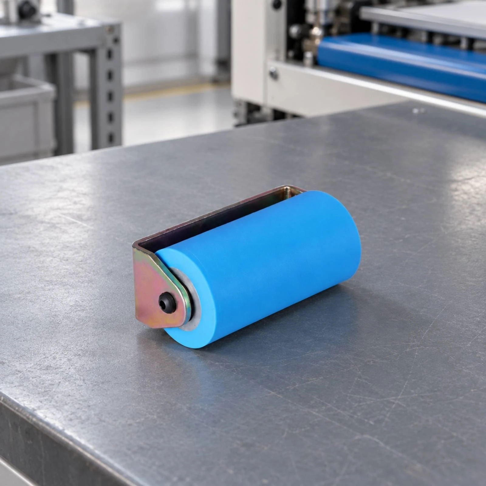 Machine Component Bracketed Silicone-Coated Roller for Woodworkers, Film Covering Applications
