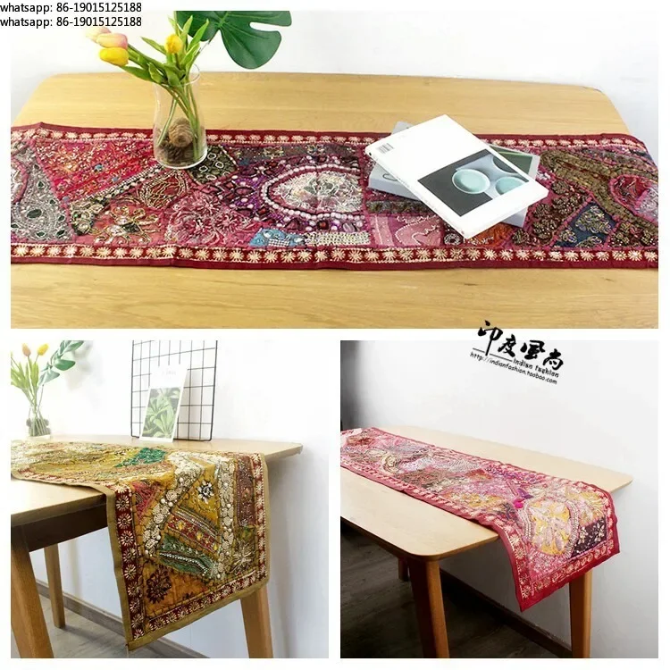 Exotic bead tablecloth hanging cloth tea flag living room bar homestay decoration heavy industry