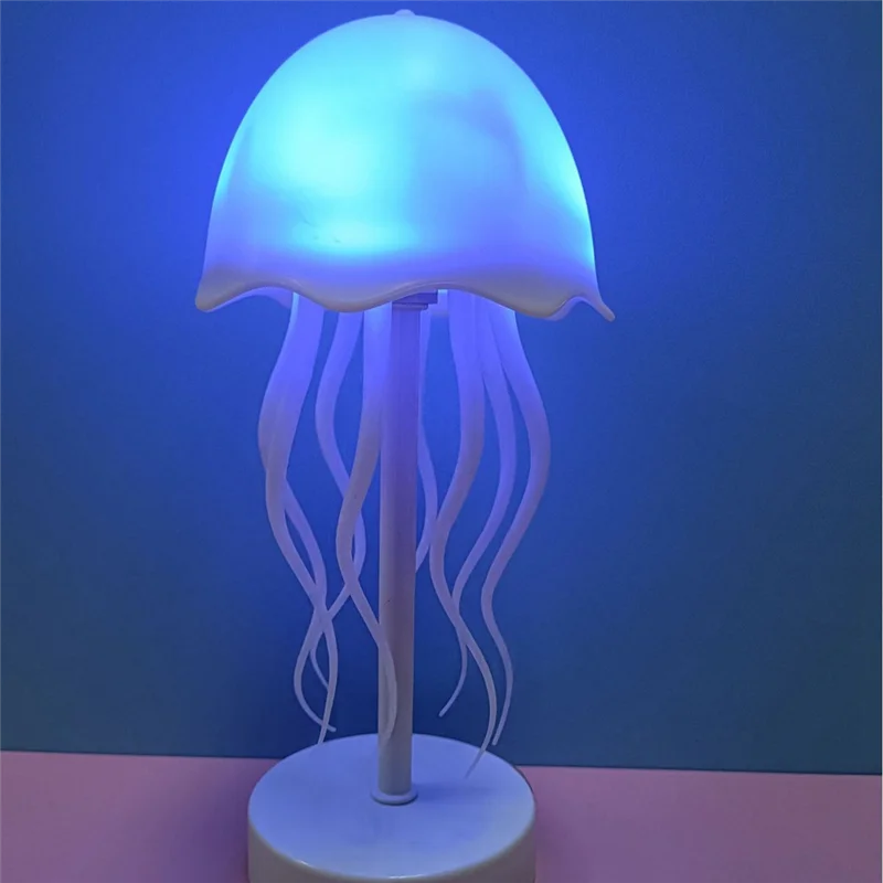 

AB66-Jellyfish Table Lamp Automatic Rotating Tentacle USB Rechargeable Color Changing LED Night Light Bedroom Home Decor