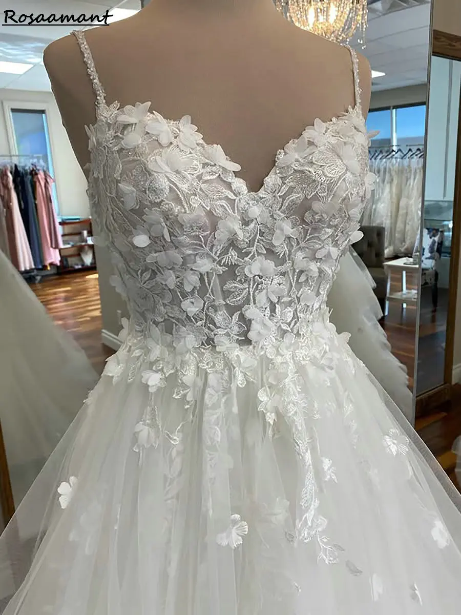 أحدث يزين الدانتيل الكشكشة ألف خط فساتين الزفاف السباغيتي الأشرطة أكمام أثواب الزفاف البلد