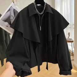 Design Sense Casual Short Cape Jacket Women's 2023 Spring And Autumn Jacket Fashion Loose Collar Top