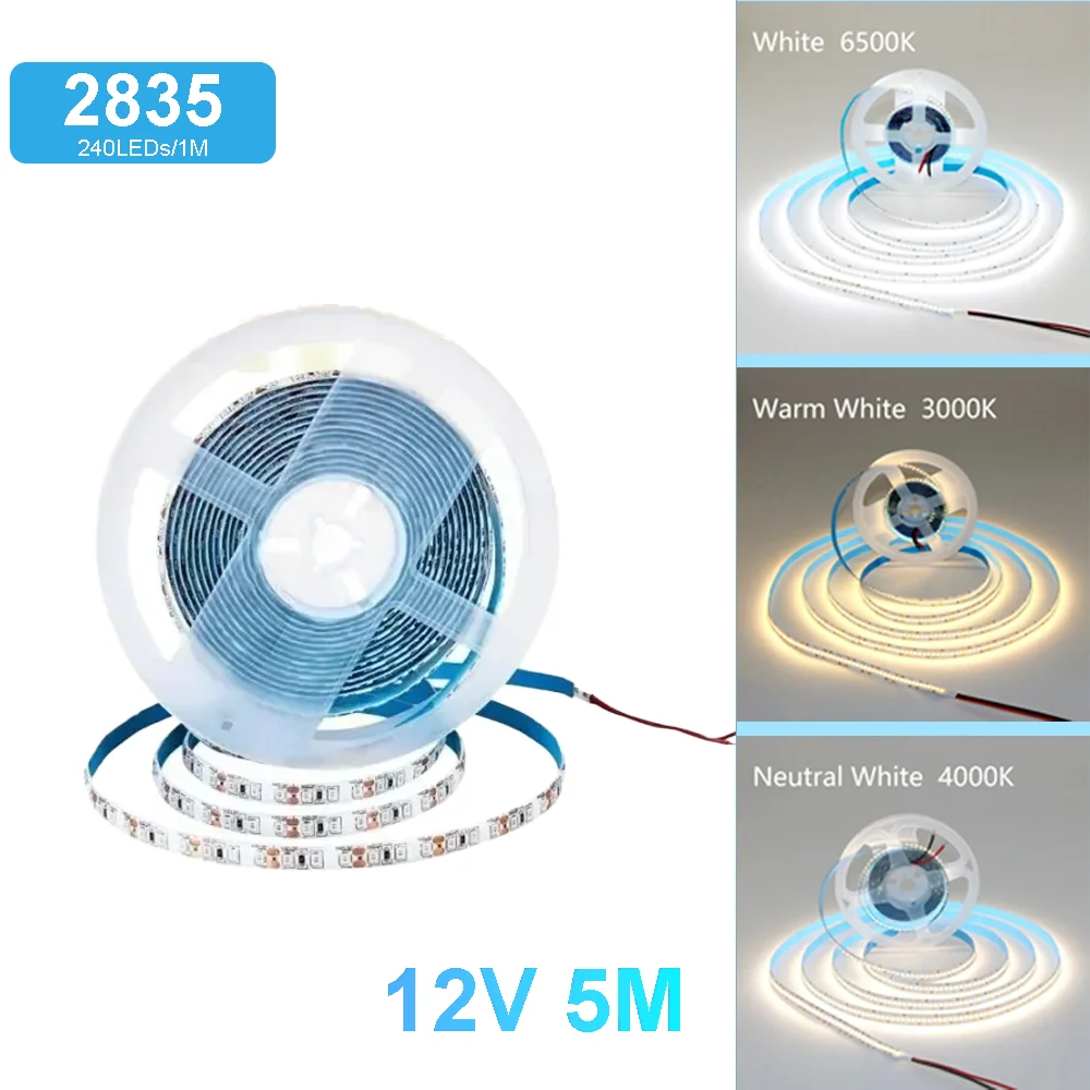 5 متر مصلحة الارصاد الجوية 2835 LED قطاع 12 فولت 1200 المصابيح قطاع ضوء الشريط مرنة إضاءة خلفية للتلفاز ضوء الشريط مصباح للمنزل إضاءة ديكورية