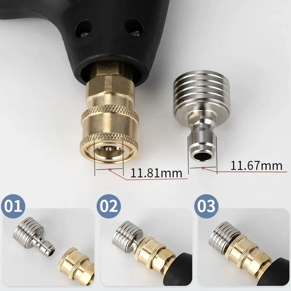 Hochdruck-Wasserpistolen-Schnittstelle, Waschdüse, Duschklingen aus Edelstahl, 1/4 Schnellanschluss, Waschen von Autos, Garten, städtisches Werkzeug ﻿