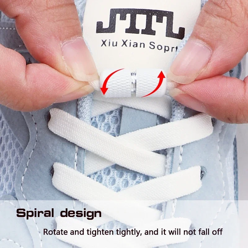 1 Pair 8mm Width Elastic Laces for Sneakers No-Tie Flats Quick-On/Off Shoelace Accessory for Children & Adults