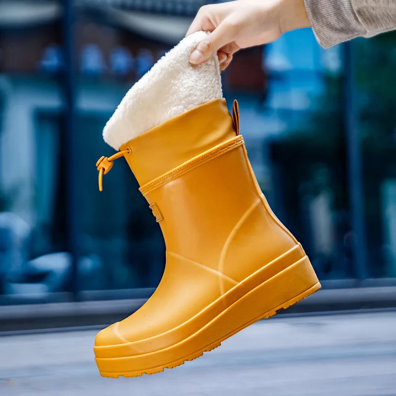 

Winter Velvet Rain Boots Men and Women Cotton Warm and Comfortable Boots Outdoor Rain Boots Thick-soled Rain Boots Non-slip Boot