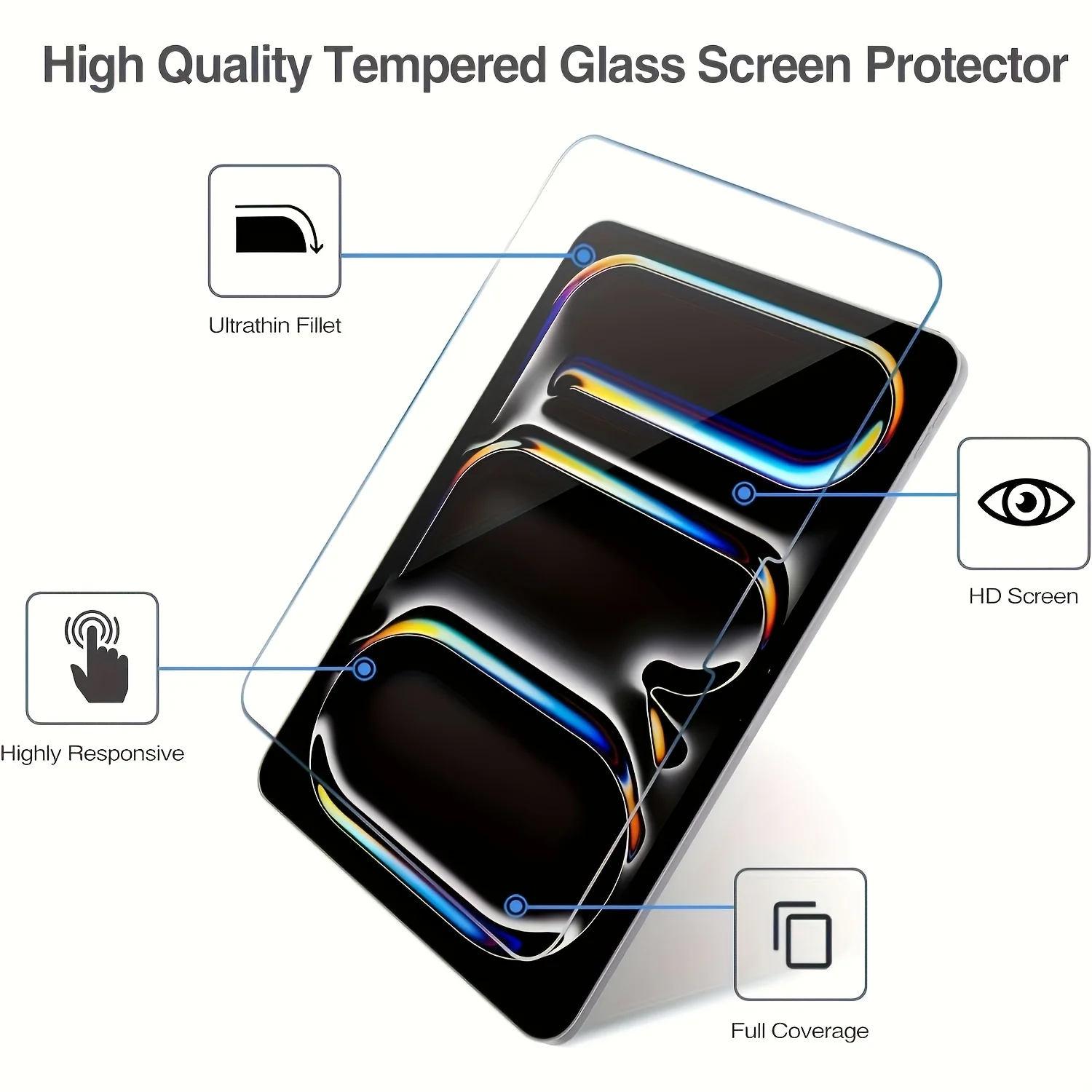 3Pcs iPad Pro 27.94cm M4 2024 Premium Frosted Glass Screen - Fingerprint Protection, Anti-Glare, Scratch Resistant, Transparent