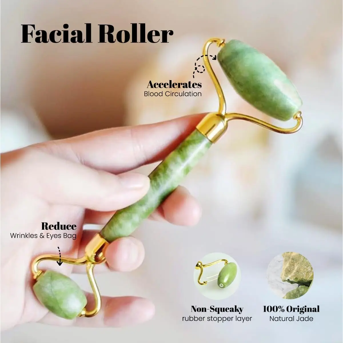 Jade massager Roller Facial Tool FaceRoller and Heart Shape board for Puffiness and Redness Reducing Skin Care for woman gift