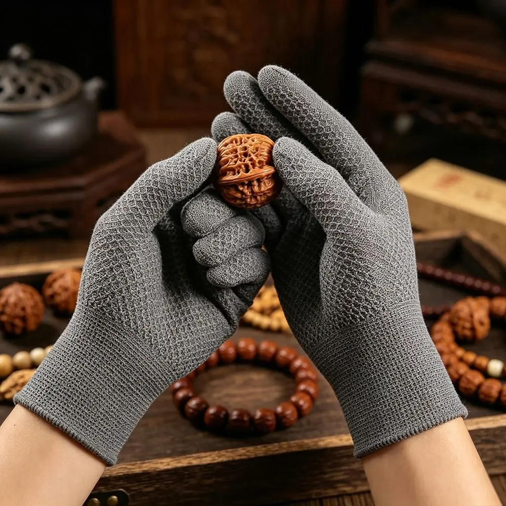 12 Pairs Pineapple Antique Work Gloves Breathable Solid Color Textured Work Mittens Comfortable Wear-Resistant