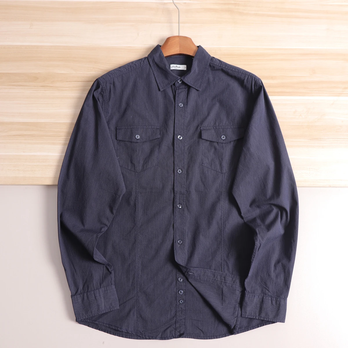 Fashionable Men's Long Sleeve Shirt Comfortable Washed Fabric Skin-friendly Workwear Style Striped Loose Fit Autumn Shirt